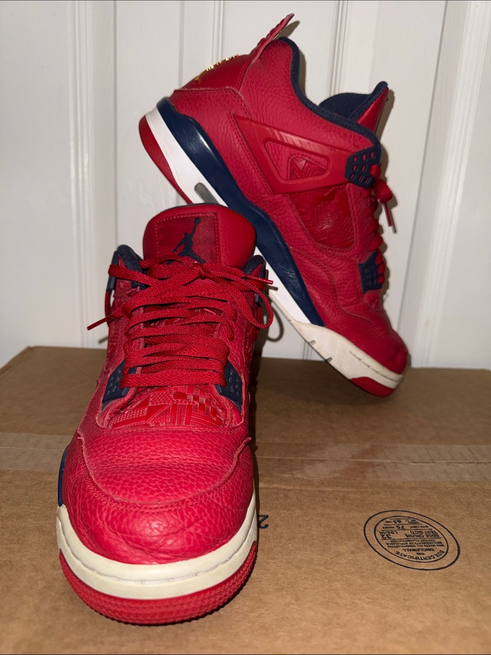 Jordan Red and Navy Men's Retro Basketball Sneakers
